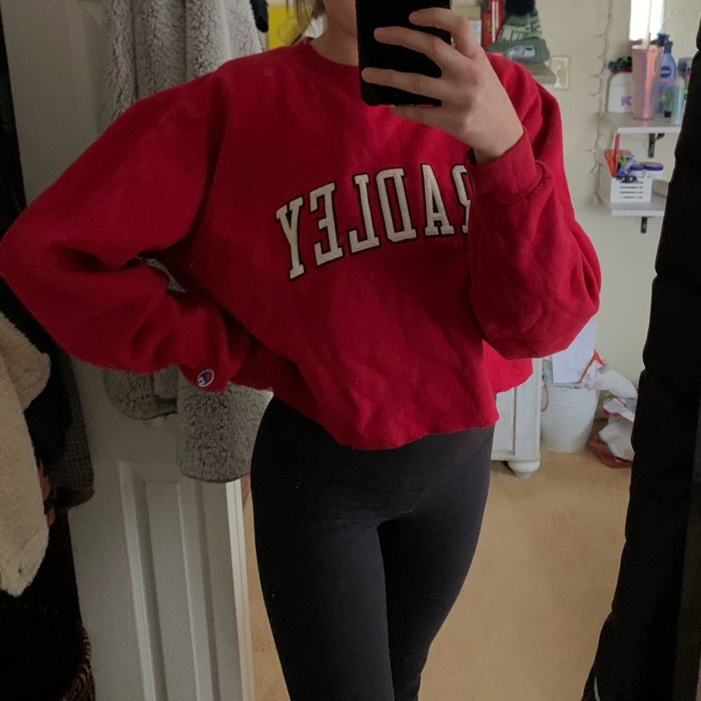 cropped university sweatshirt